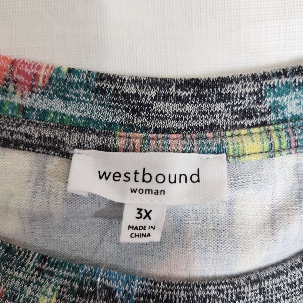 Westbound Women's Multi Color Short Sleeve Blouse Top Plus Blur Ikat Size 3X NWT - Picture 11 of 11